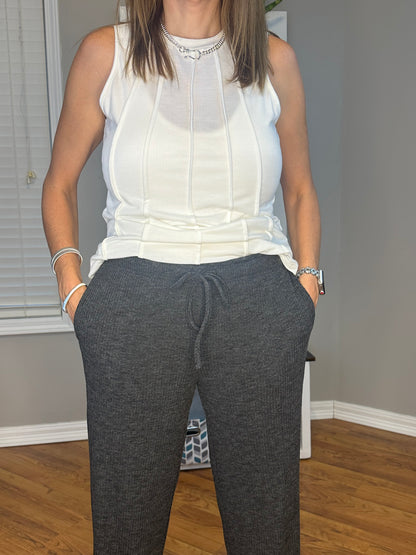 Zenana Ribbed Drawstring Lounge Pants