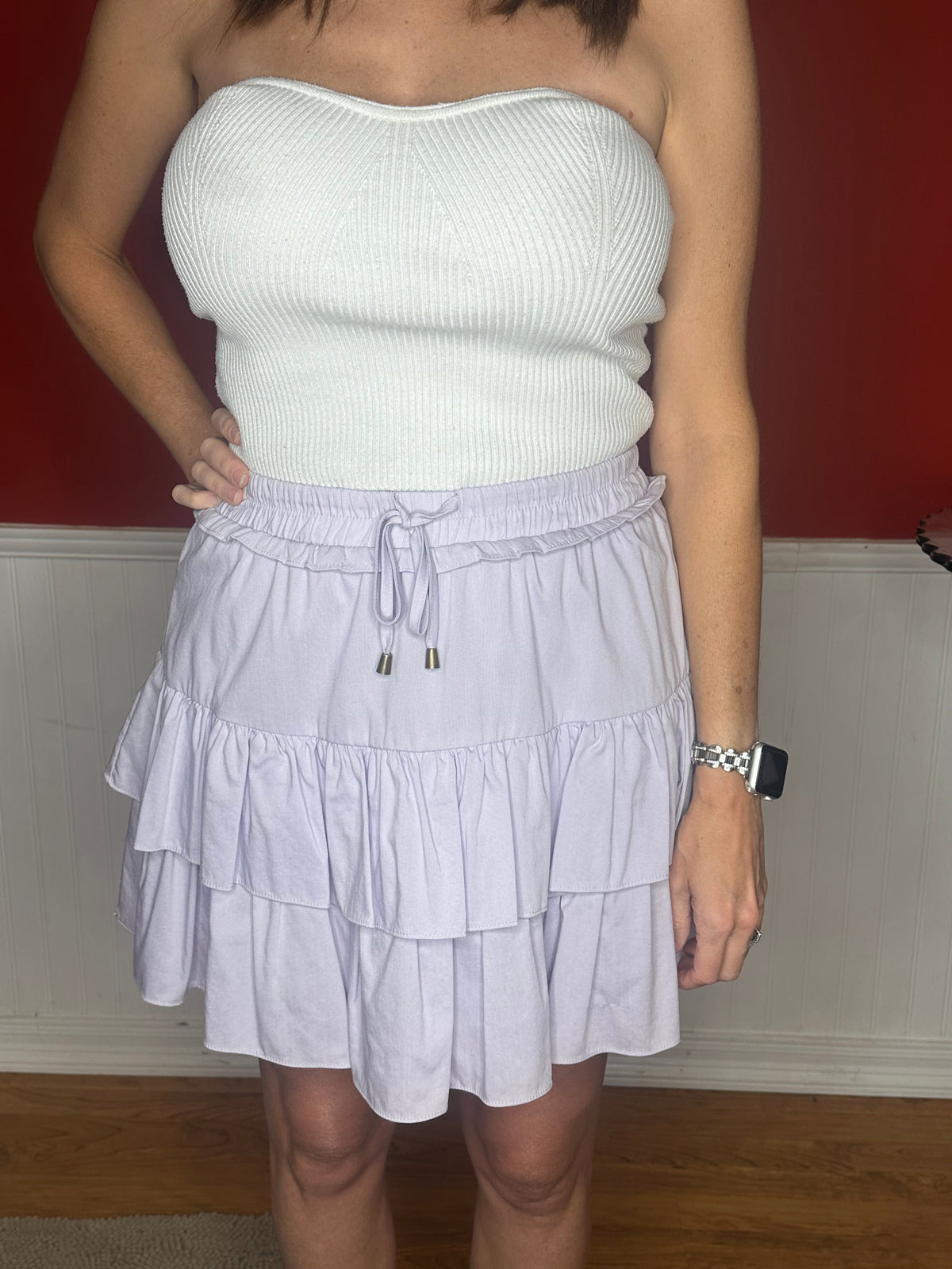 Light Purple High-Waisted Tiered Mini Skirt