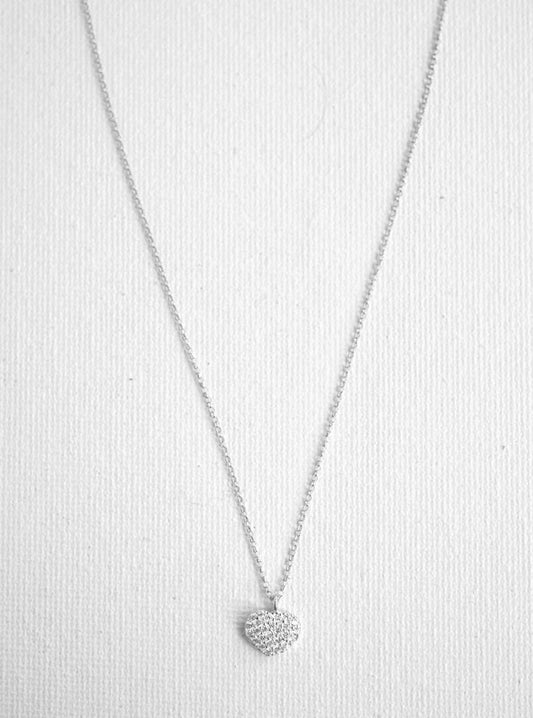 925 Sterling Silver Mini CZ Pavé Heart Necklace