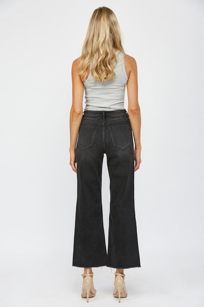 Black Mica Denim Stretch Super High Rise Wide Leg