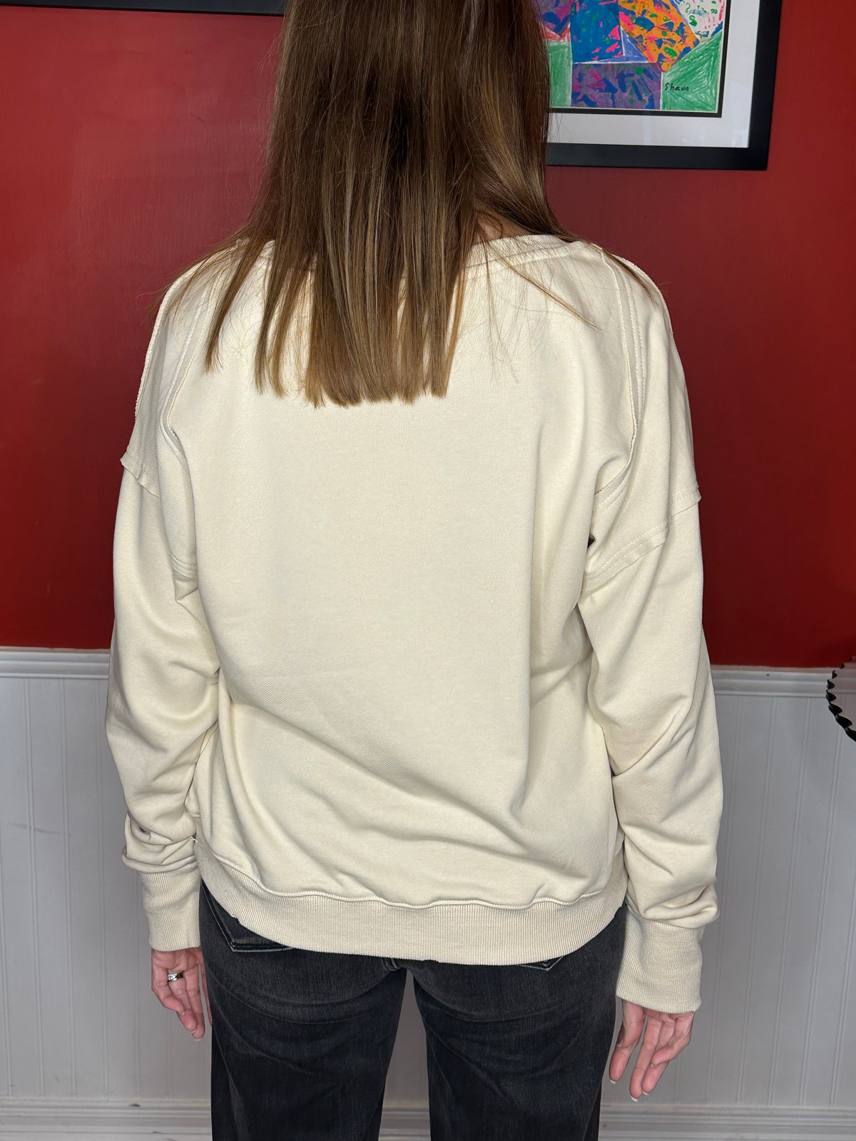 French Terry Raw Edged Mineral Wash Top with No Lining