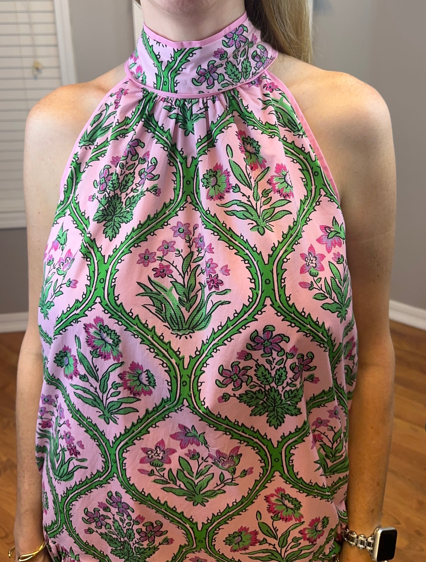 Botanical Print Sleeveless Mini Dress