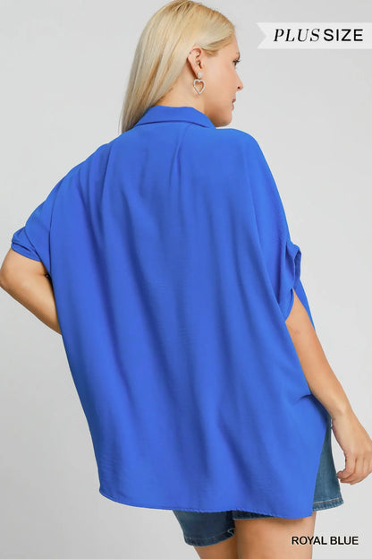 Oversized Button Down Hi-Low Shirt