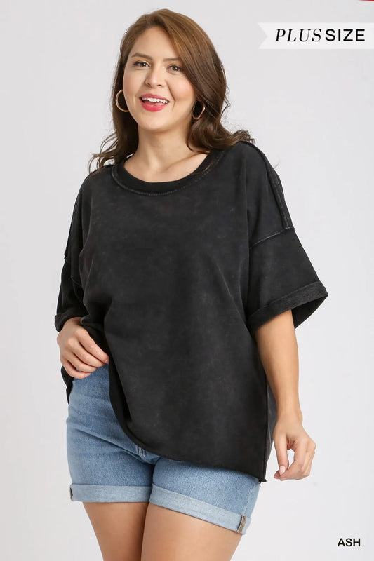 Mineral Wash Round Neck Top