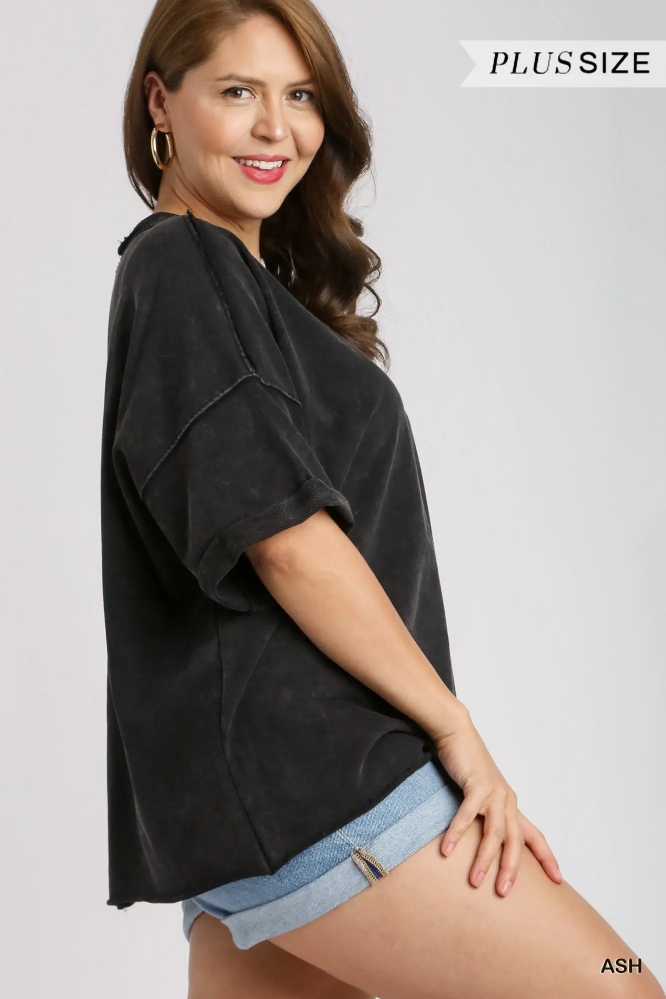 Mineral Wash Round Neck Top