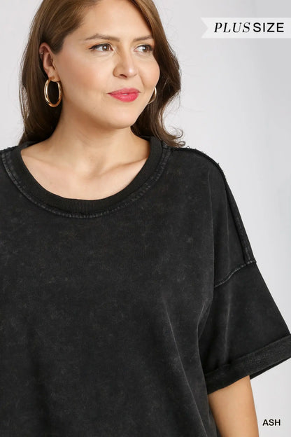 Mineral Wash Round Neck Top