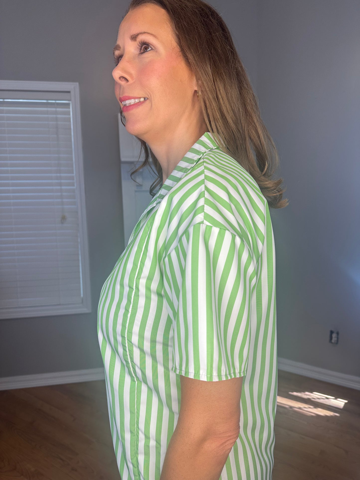 Striped High Slit Maxi Shirt Dress