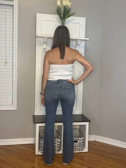 Judy Blue Mid Rise Flare Jeans with Front Flap Pockets