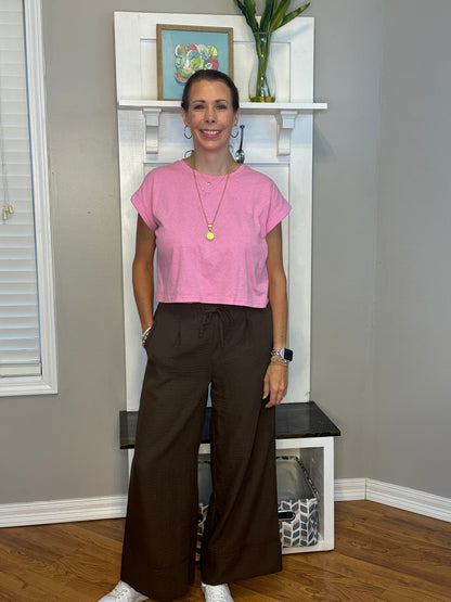Zenana Woven Airflow Drawstring Pants