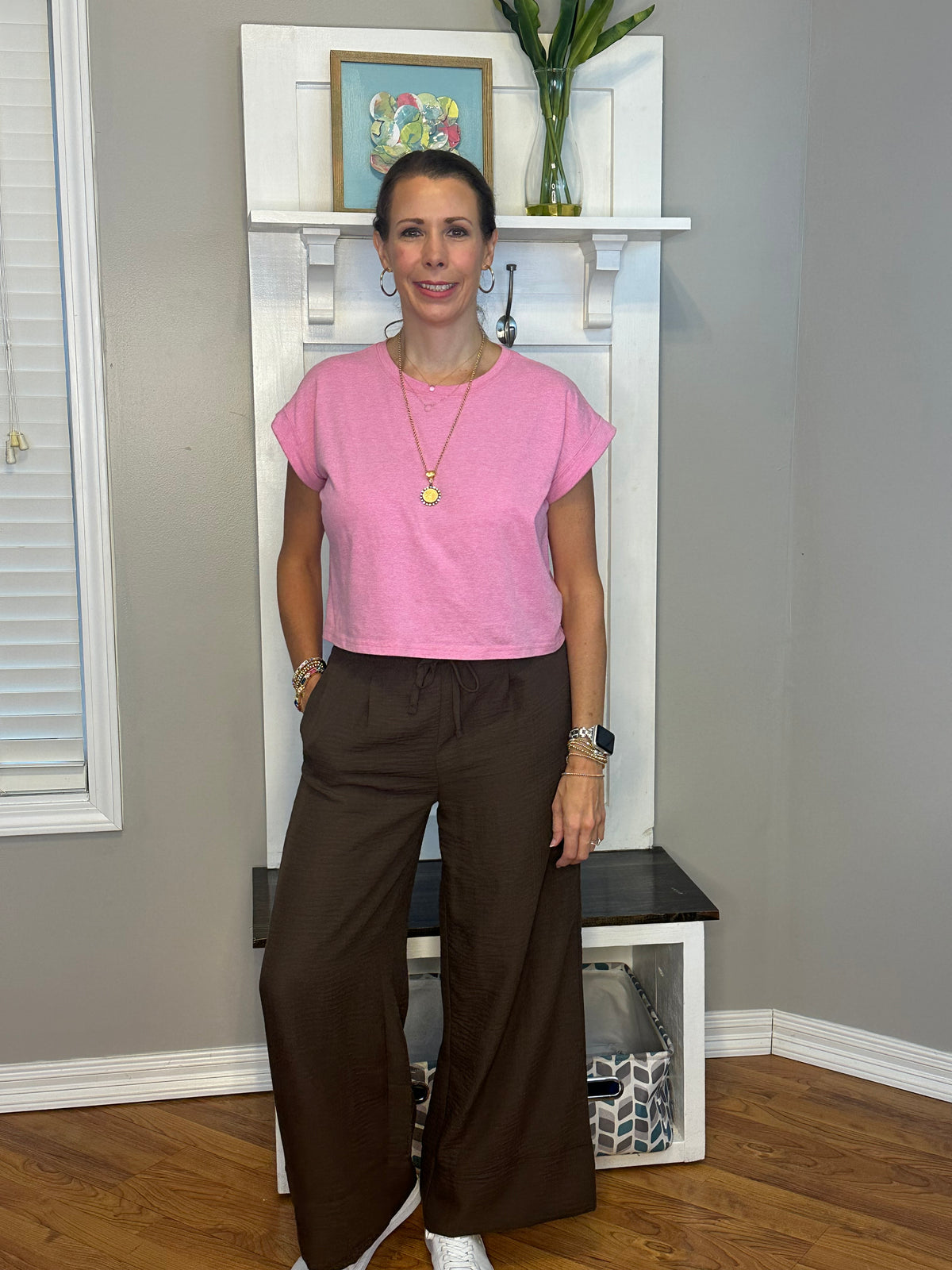 Zenana Woven Airflow Drawstring Pants