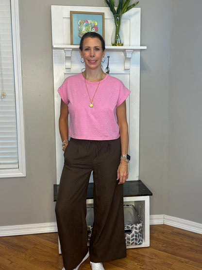 Zenana Woven Airflow Drawstring Pants