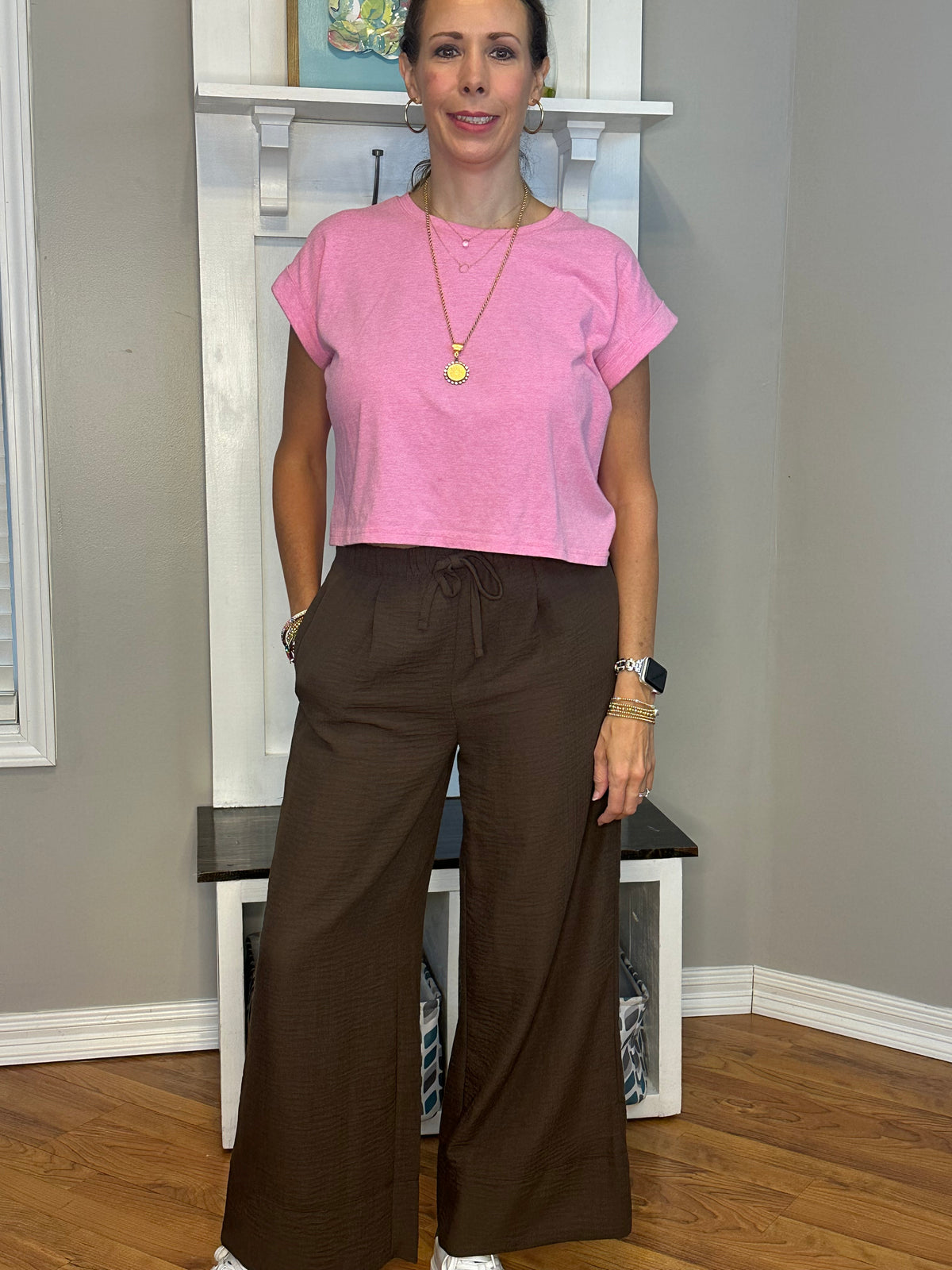 Zenana Woven Airflow Drawstring Pants