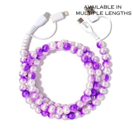 Beaded Phone Charger Purple Ombre