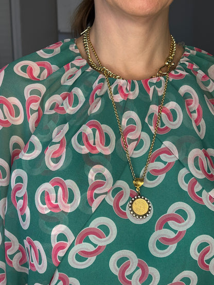 Print round neck long sleeve top