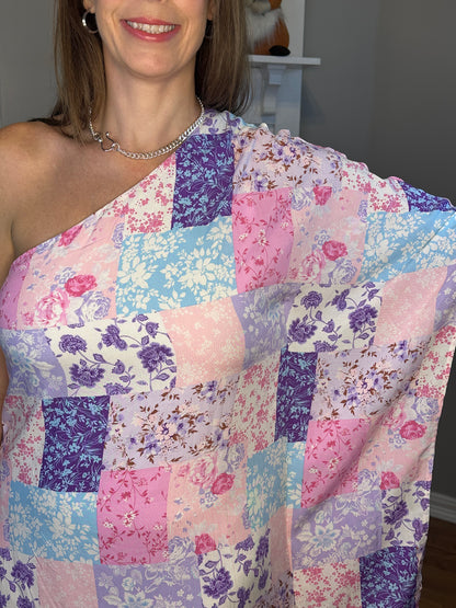 Multi Colored Patchwork Print Dress