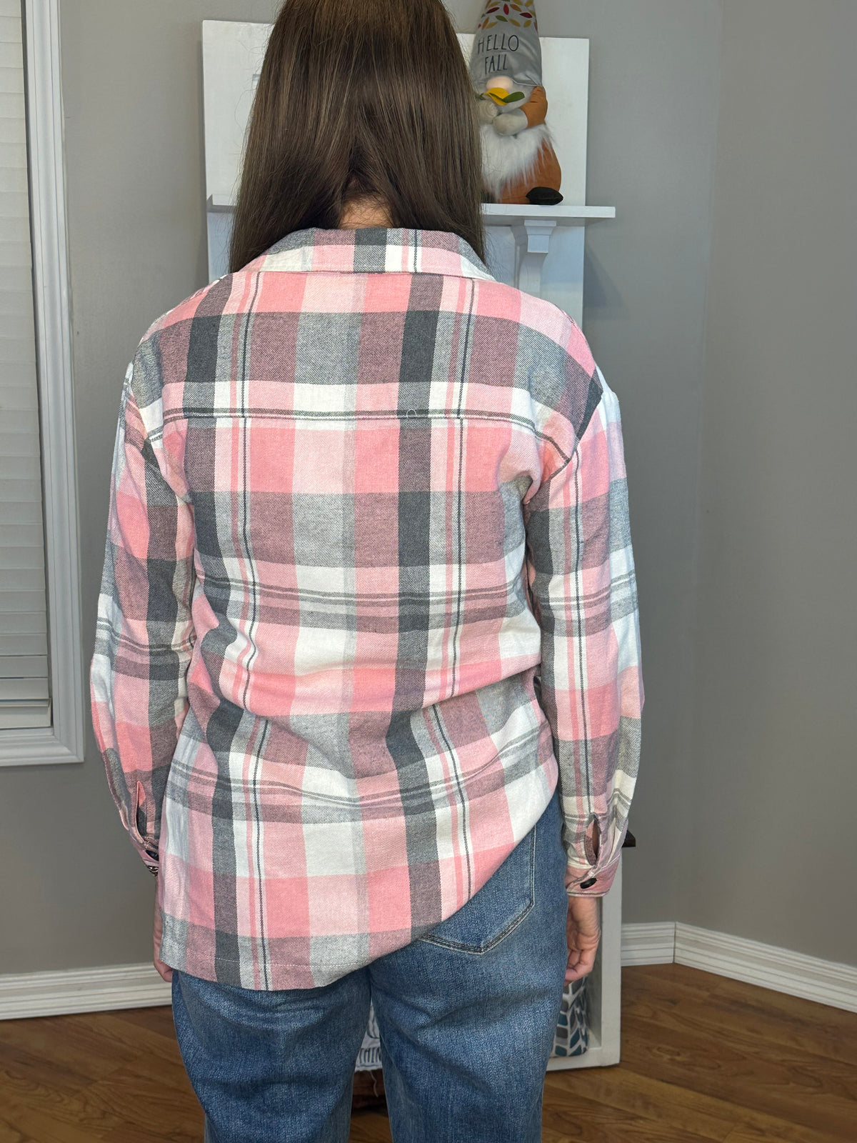 Pink Plaid Button Up Patch Pocket Shirt