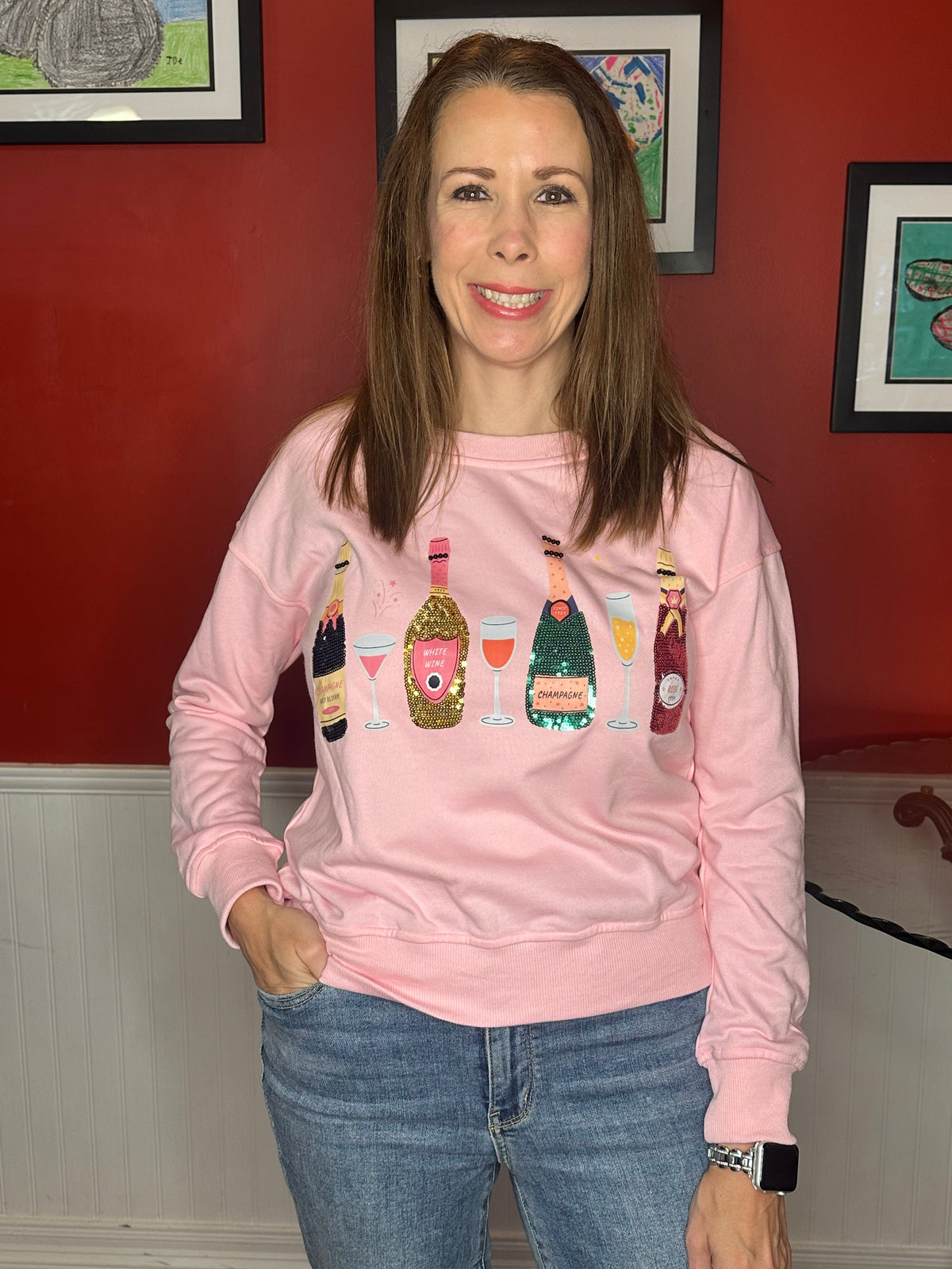 Pink Wine glass sweater