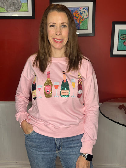 Pink Wine glass sweater