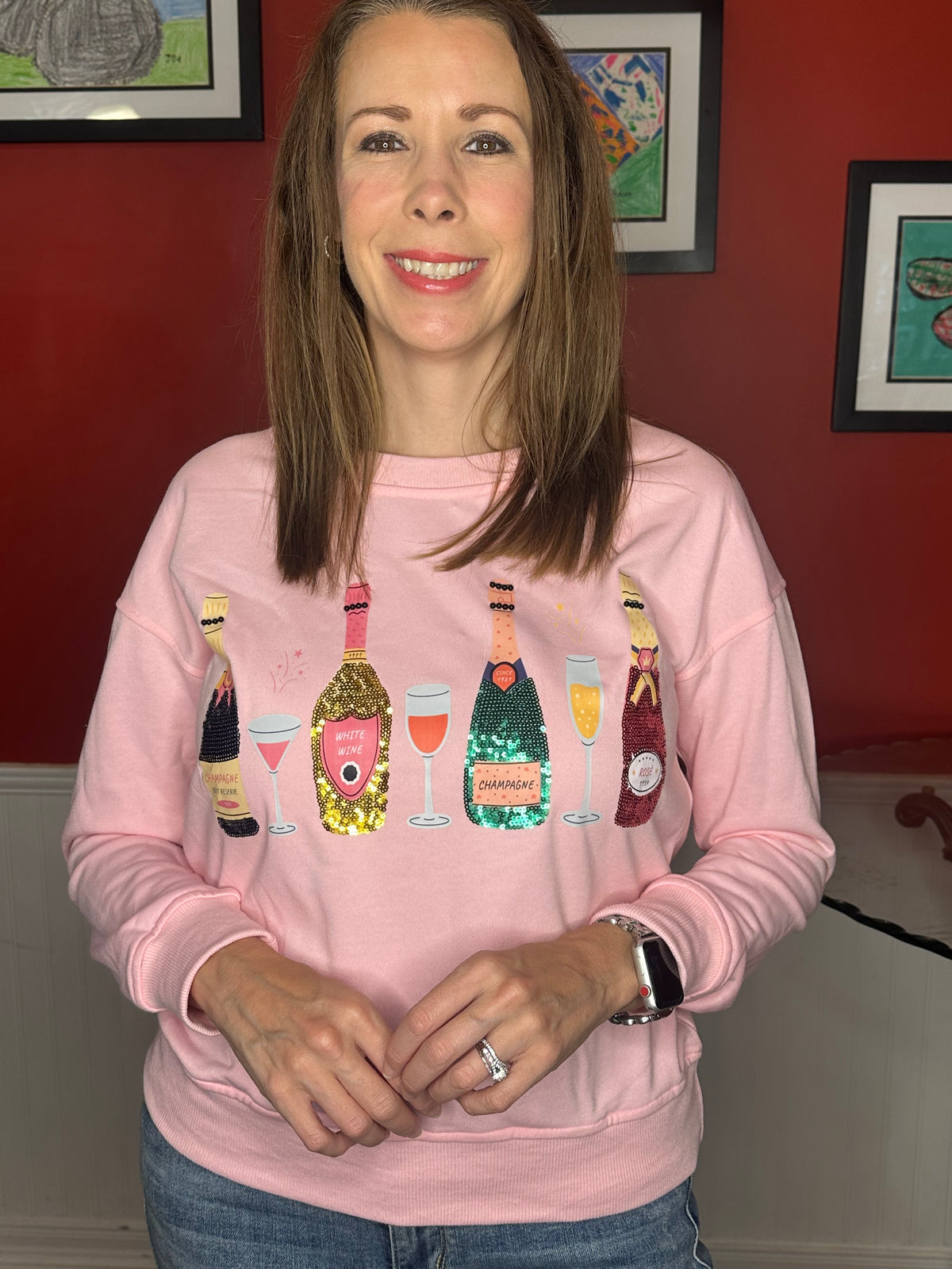 Pink Wine glass sweater