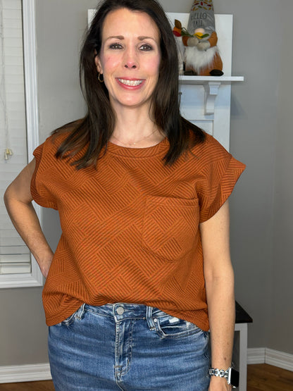 Textured Knit Cropped Pocket Top