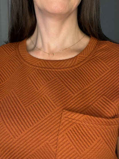 Textured Knit Cropped Pocket Top