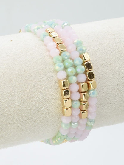 4 Piece Glass Metal Beaded Bracelet Set