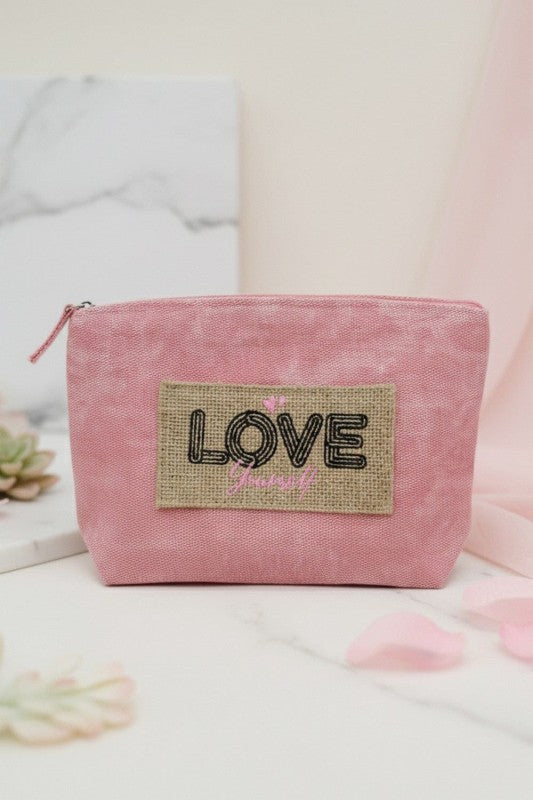 Pink Summer Patch Vintage Cosmetic Pouch