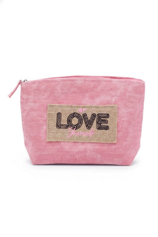 Pink Summer Patch Vintage Cosmetic Pouch