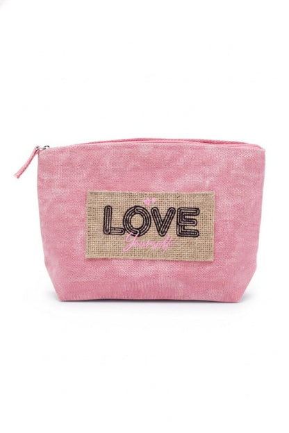 Pink Summer Patch Vintage Cosmetic Pouch