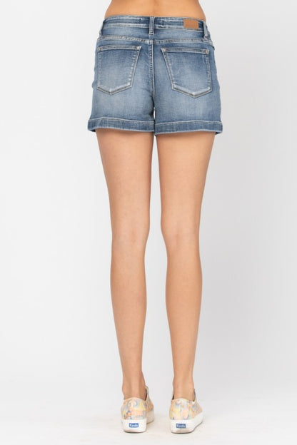 Judy Blue Mid-Rise 1” Hem Cuffed Shorts