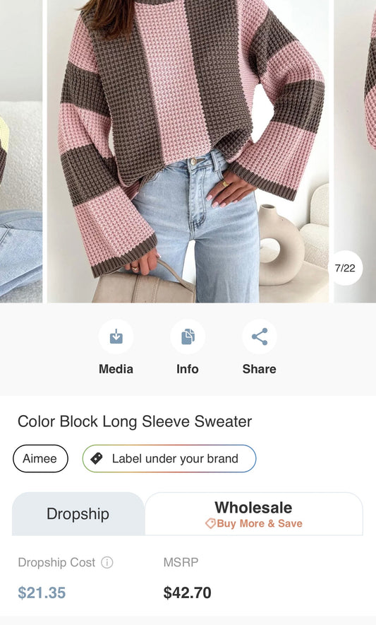 Color Block Long Sleeve Sweater