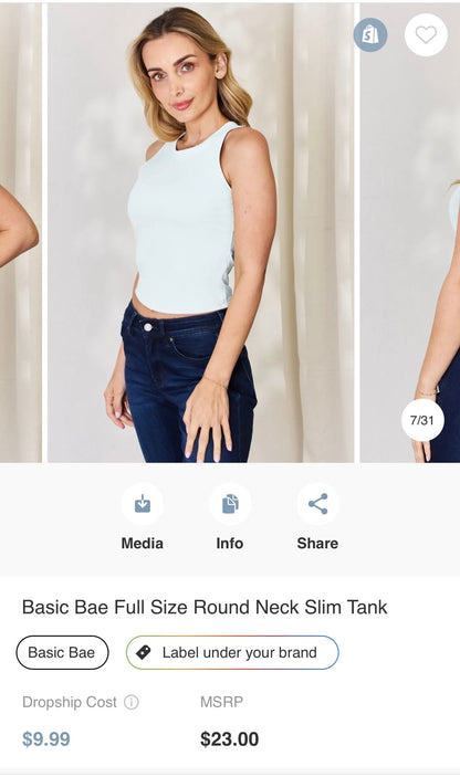 Zenana Premium Rayon Double Layered Round Neck Tank Top