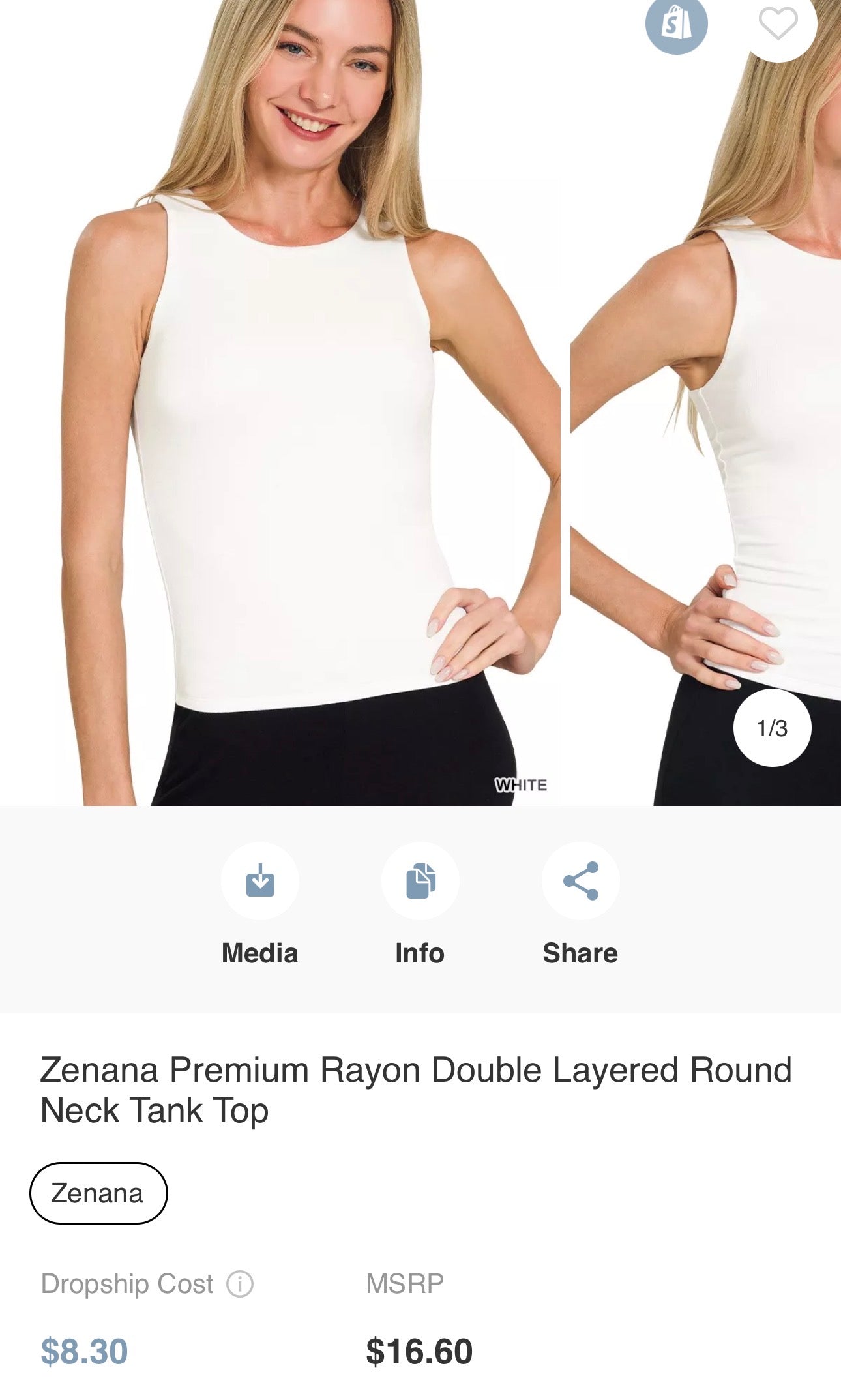Zenana Premium Rayon Double Layered Round Neck Tank Top
