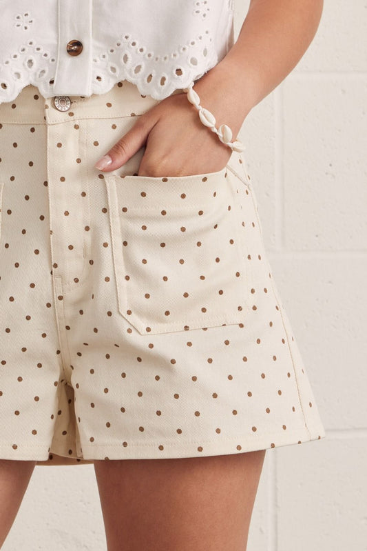 Polka Dot High-Waisted Shorts