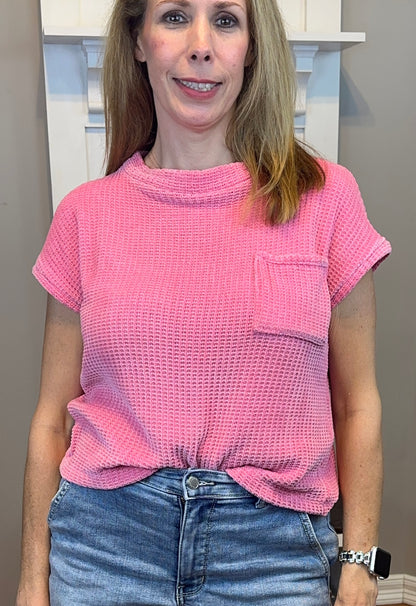 Zenana Chenille Waffle Short Sleeve Sweater