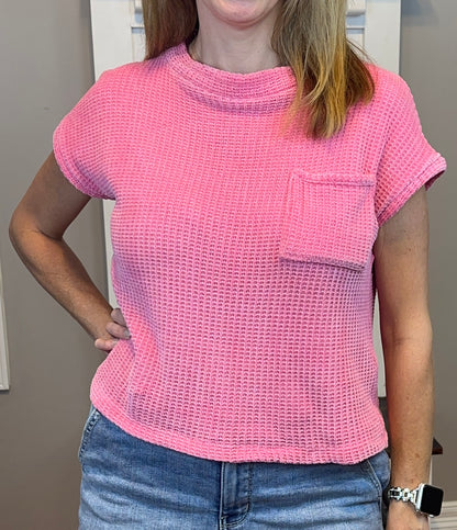 Zenana Chenille Waffle Short Sleeve Sweater