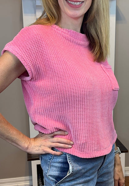 Zenana Chenille Waffle Short Sleeve Sweater