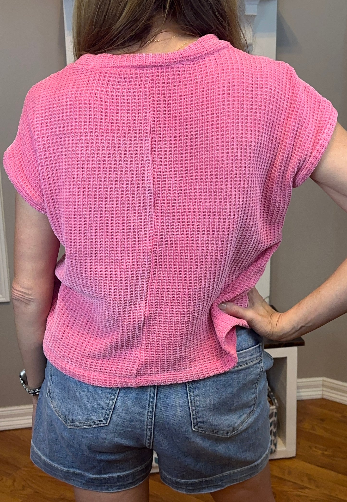 Zenana Chenille Waffle Short Sleeve Sweater
