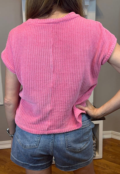 Zenana Chenille Waffle Short Sleeve Sweater