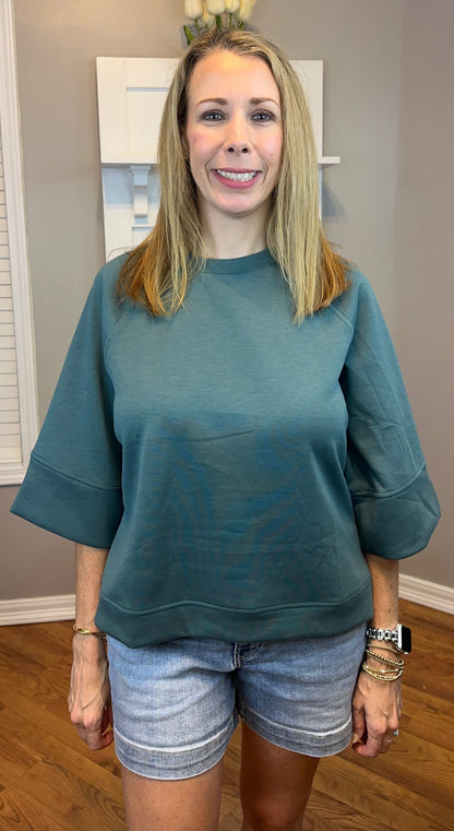 Zenana Scuba 3/4 Sleeve Pullover