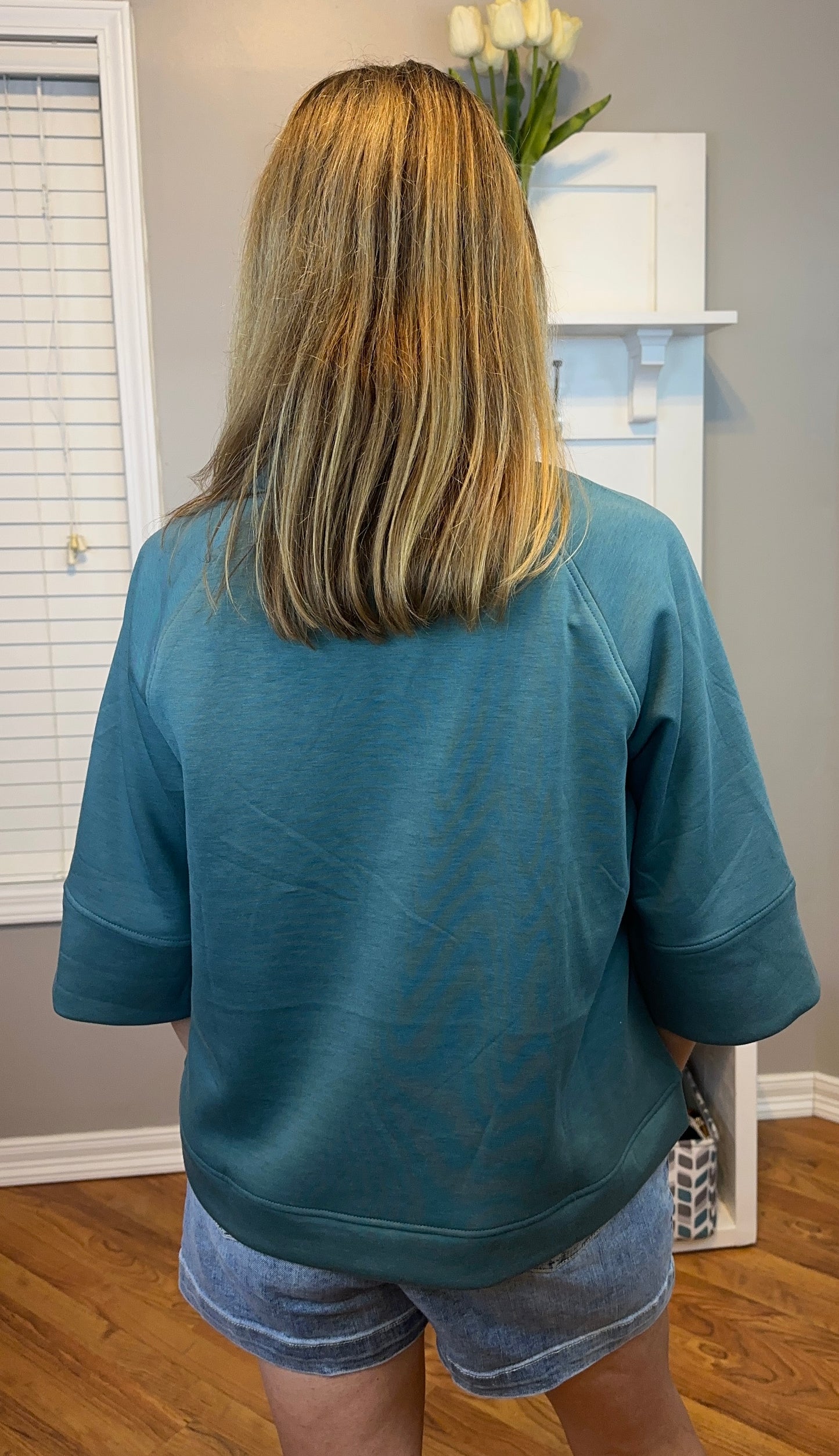 Zenana Scuba 3/4 Sleeve Pullover