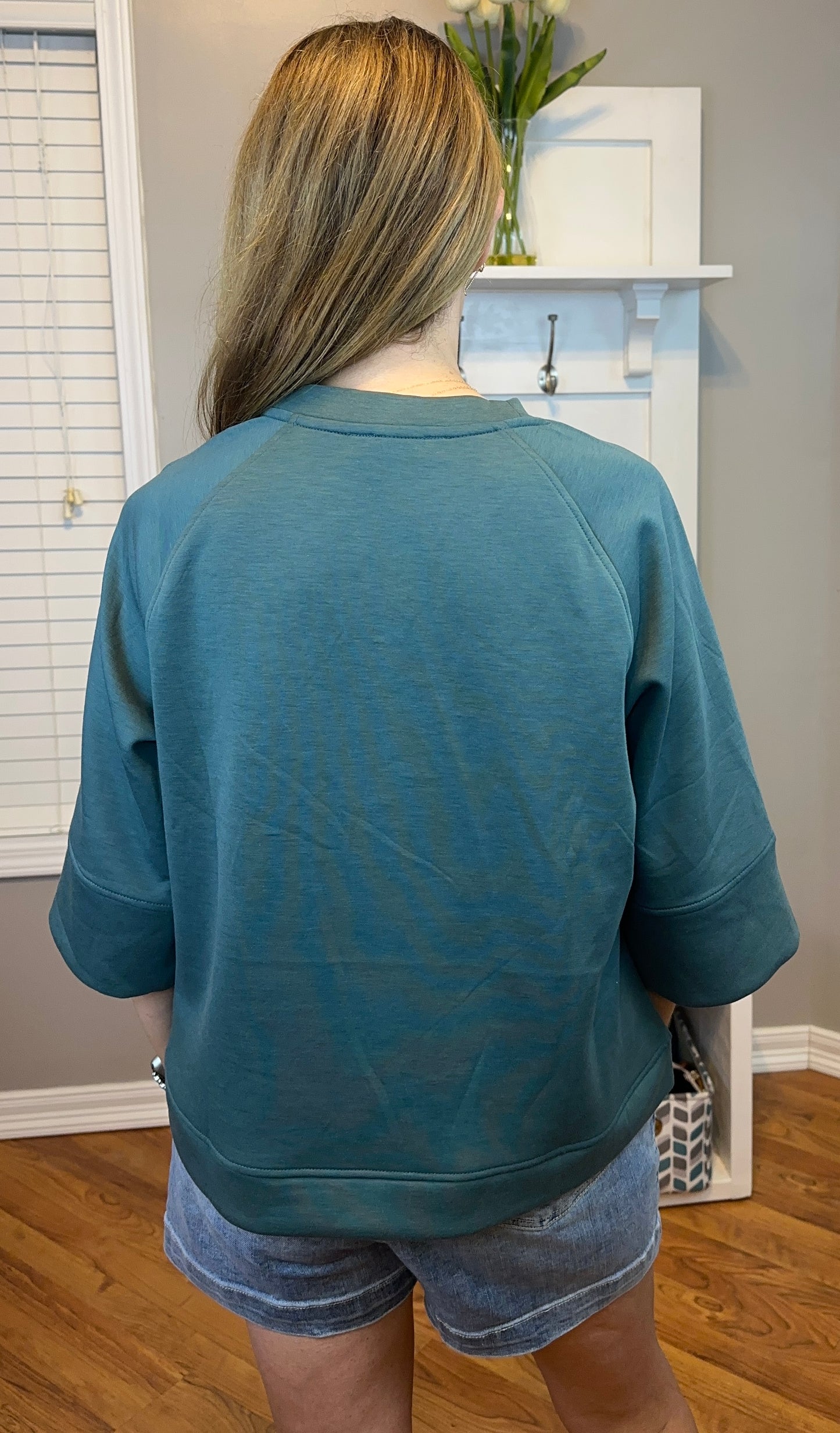 Zenana Scuba 3/4 Sleeve Pullover