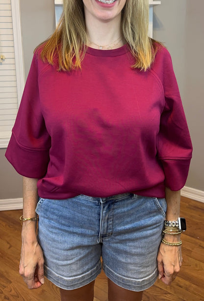 Zenana Scuba 3/4 Sleeve Pullover