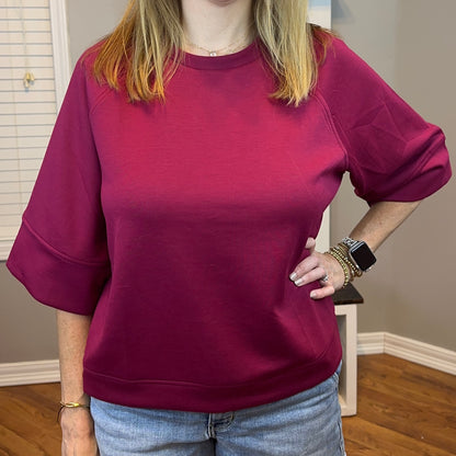 Zenana Scuba 3/4 Sleeve Pullover