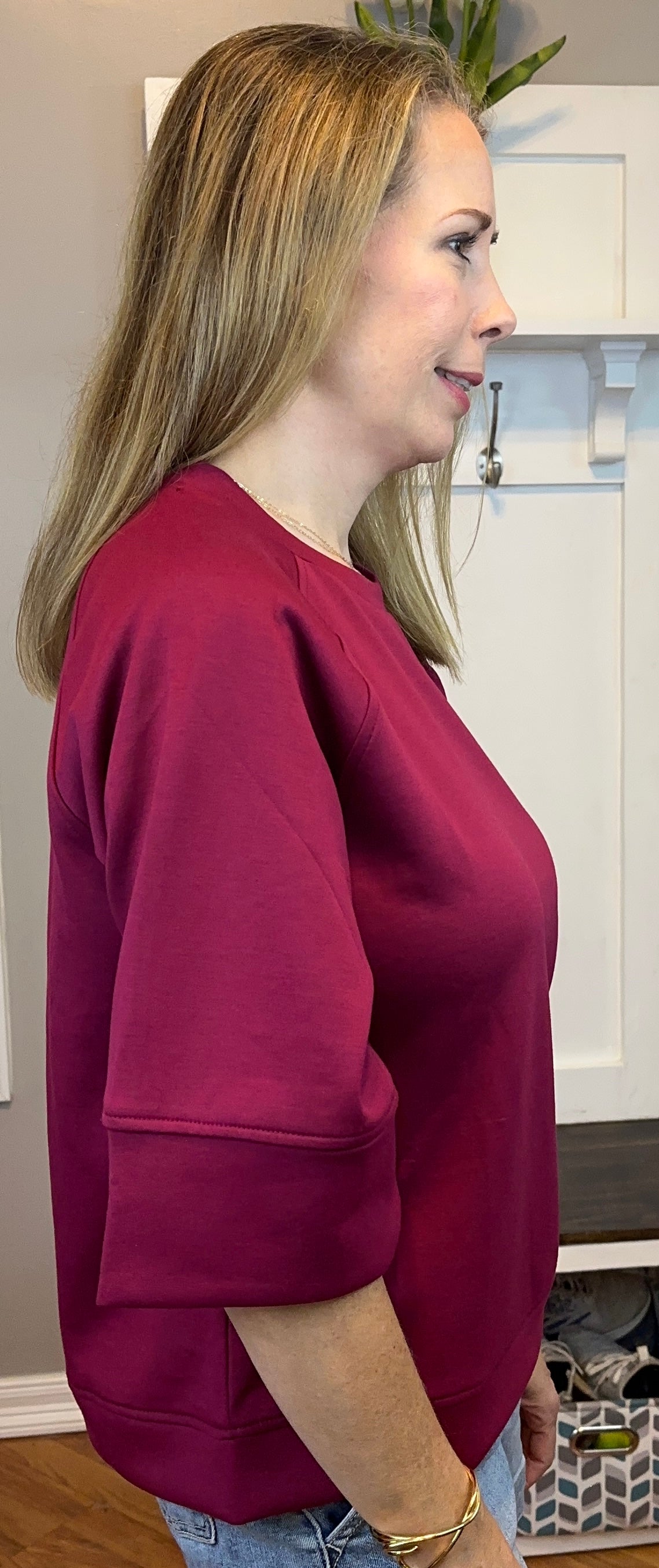 Zenana Scuba 3/4 Sleeve Pullover