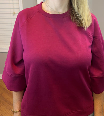 Zenana Scuba 3/4 Sleeve Pullover
