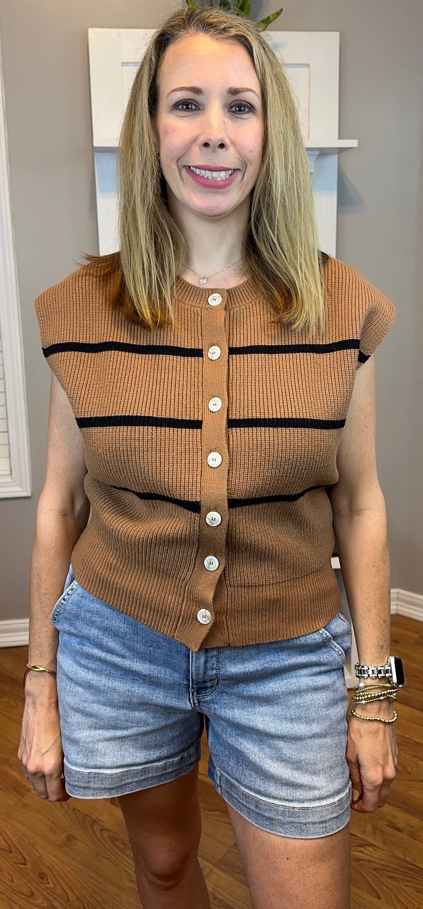Zenana Striped Viscose Sweater Vest