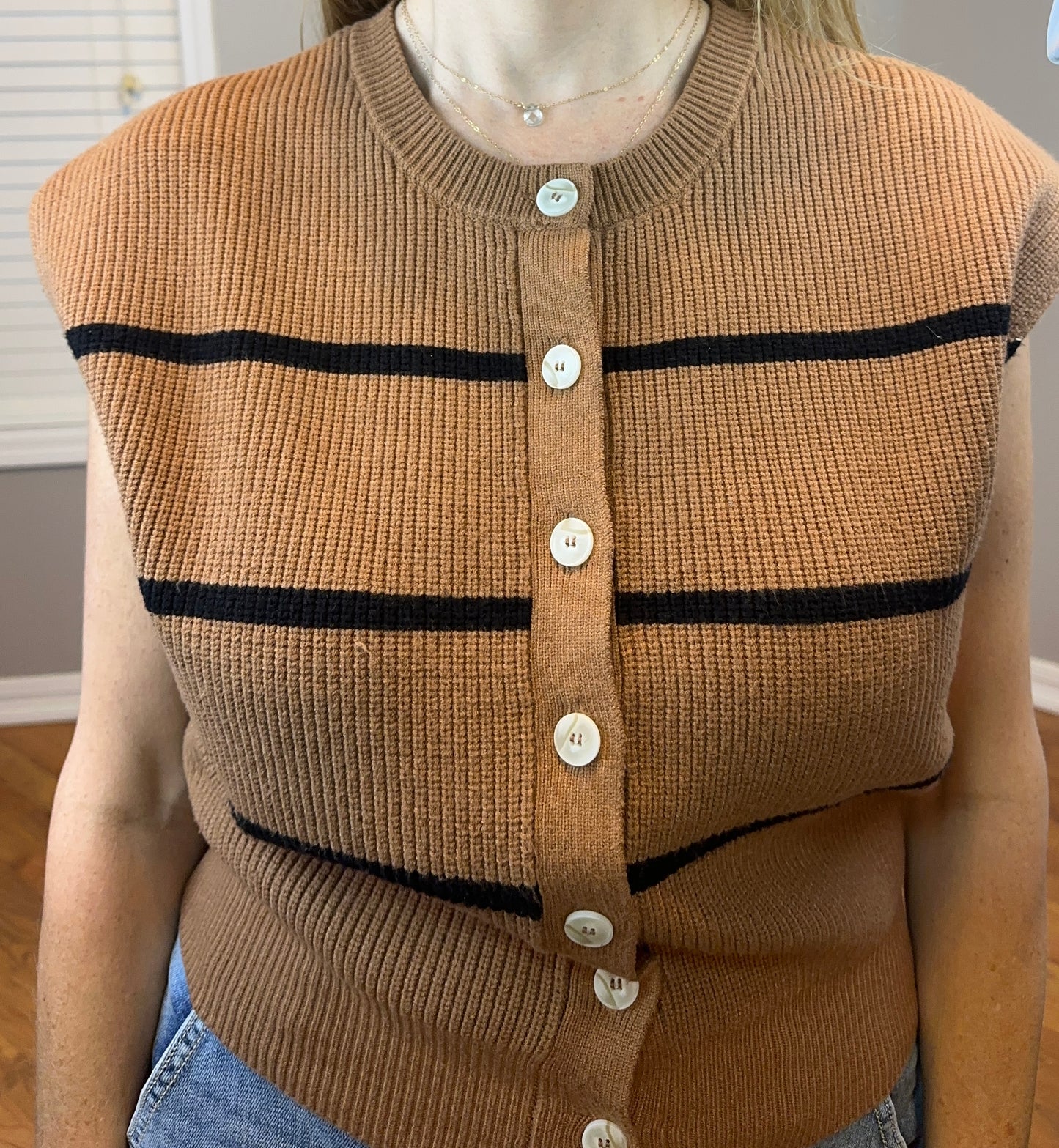 Zenana Striped Viscose Sweater Vest
