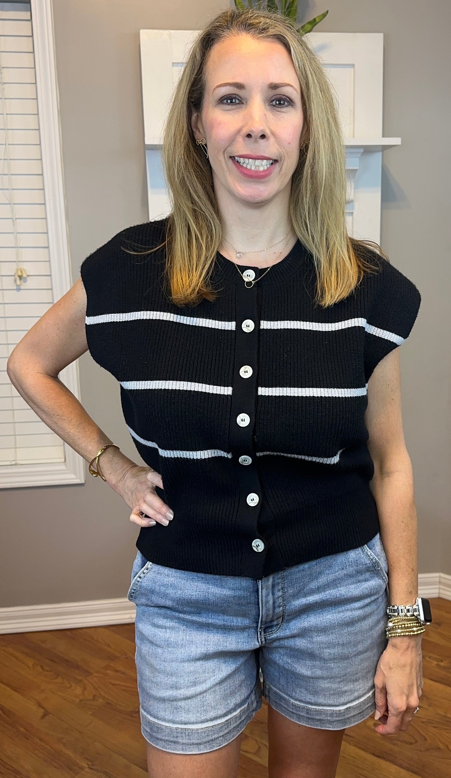 Zenana Striped Viscose Sweater Vest