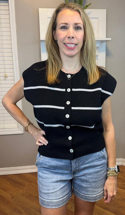 Zenana Striped Viscose Sweater Vest